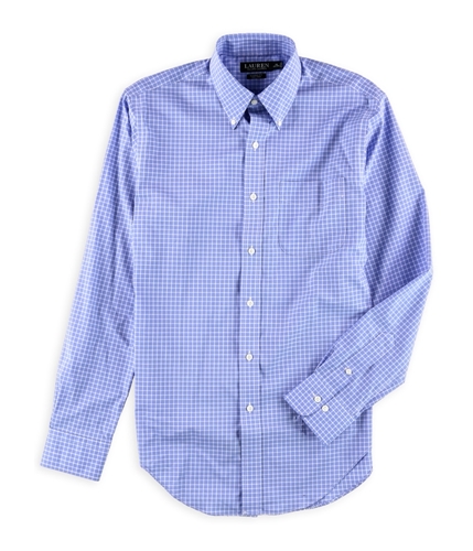 Ralph Lauren Mens Non Iron Button Up Dress Shirt bluwht 15