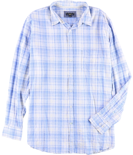 Club Room Mens Plaid Button Up Shirt bluewhite 2XLT