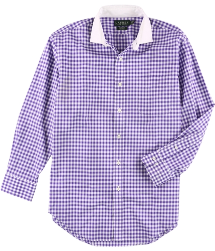 Ralph Lauren Mens Casual Button Up Dress Shirt purplewhite 16.5