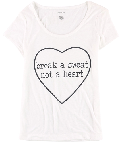 Material Girl Womens Break A Sweat Graphic T-Shirt white L
