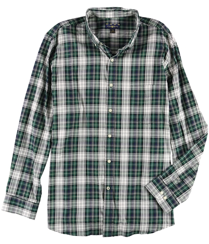 Club Room Mens Traditional Plaid Button Up Shirt darkgreen 2XL