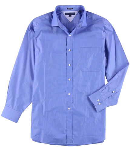 Tommy Hilfiger Mens Textured Pocket Button Up Dress Shirt blue 16.5