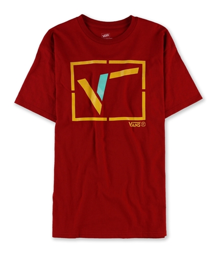 Vans Mens Stenciled Logo Graphic T-Shirt red M