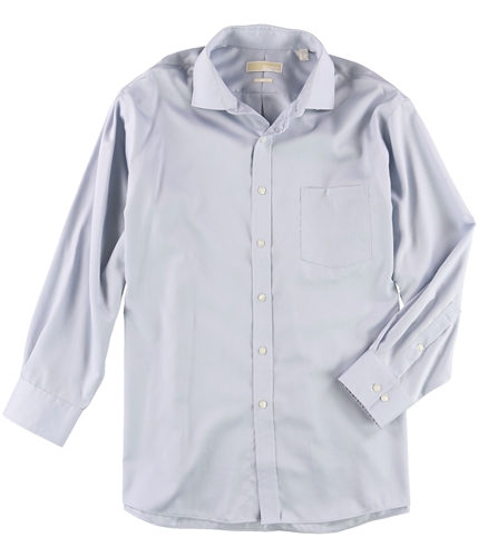 Michael Kors Mens Non-Iron Solid Button Up Dress Shirt ltgrey 17.5
