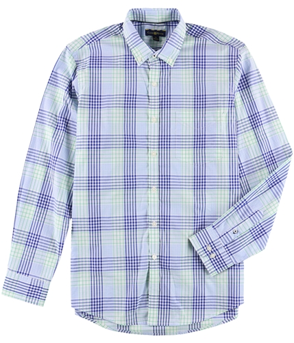 Club Room Mens Long Sleeve Check Button Up Shirt bluegreen M
