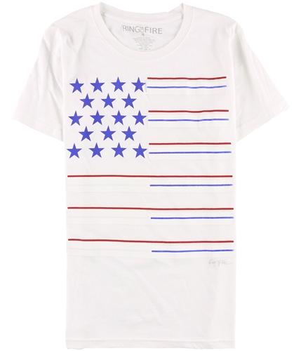 Ring Of Fire Mens American Stripes Graphic T-Shirt white S