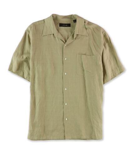 Tasso Elba Mens Silky Linen SS Button Up Shirt khaki XL