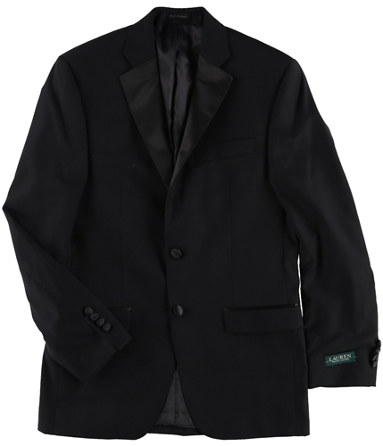 Ralph Lauren Mens Textured Contrast Two Button Blazer Jacket black 38