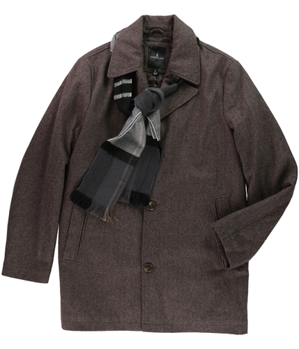 London Fog Mens Wool-Blend With Scarf Pea Coat brown LT