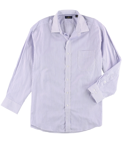 Club Room Mens Non-Wrinkle Stripe Button Up Dress Shirt whiteblue 17.5