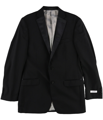 Calvin Klein Mens Solid Contrast Three Button Blazer Jacket black 39