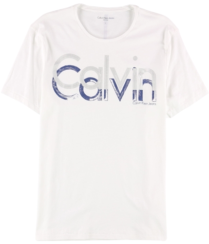 Calvin Klein Mens Shadow Logo Graphic T-Shirt white L