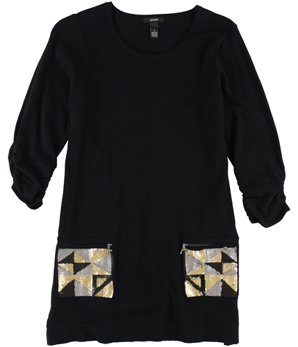 Alfani Womens Sequins Pocket Sweater Dress deepblack M