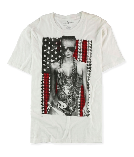 Marc Ecko Mens American Flag Graphic T-Shirt white 2XL