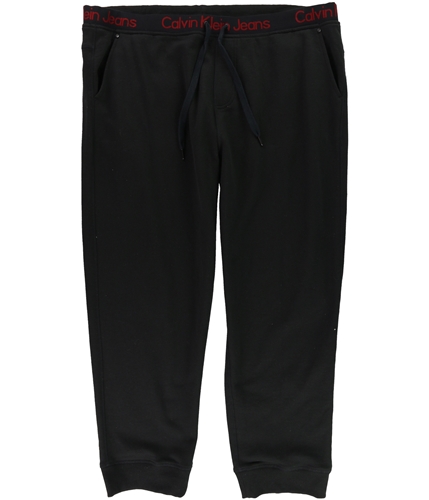 Calvin Klein Mens Solid Fleece Athletic Jogger Pants black 2XL
