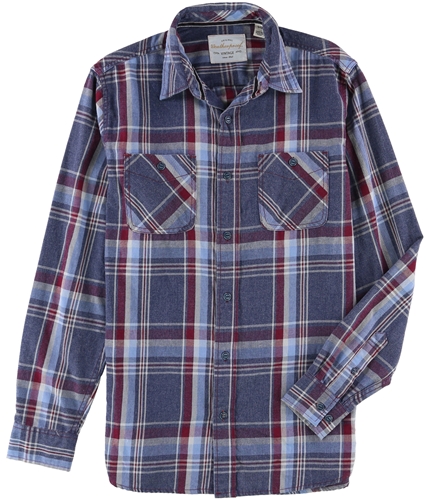 Weatherproof Mens Burnout flannel Button Up Shirt redblue M
