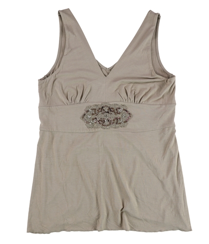 bar III Womens Embroidered Sequined Tank Top taupe S