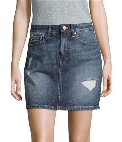 Calvin Klein Womens Distressed A-line Skirt denim 29