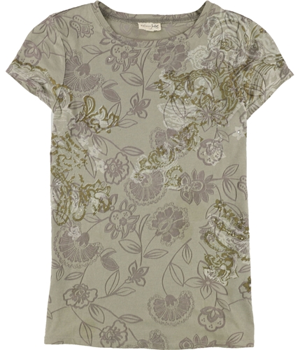 maison Jules Womens Floral Embellished T-Shirt green XS