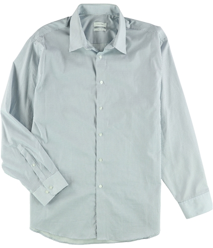 Calvin Klein Mens Non-Iron Button Up Dress Shirt blue 17.5