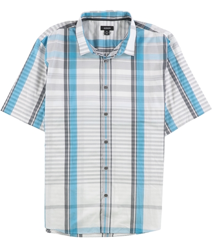 Alfani Mens Cotton Button Up Shirt bluegrey 3XL