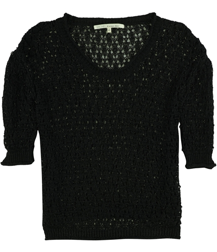 Rachel Roy Womens Crochet Knit Sweater black S