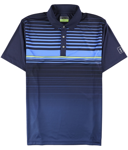 PGA Tour Mens Striped Rugby Polo Shirt navy XL
