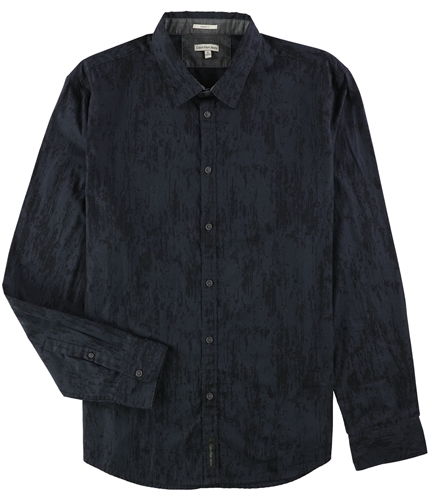 Calvin Klein Mens Printed Button Up Shirt black XL