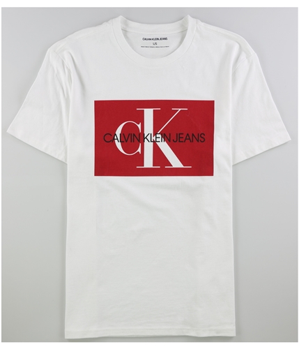 Calvin Klein Mens Logo Graphic T-Shirt white L
