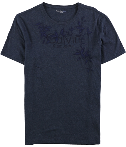 Calvin Klein Mens Embroidered Basic T-Shirt blue S