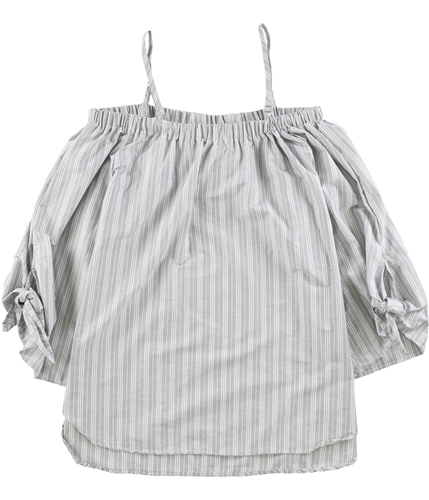 Seven Sisters Womens Striped Peasant Blouse gray L
