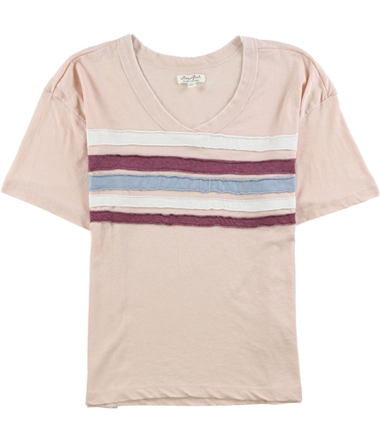 Tags Weekly Womens Multi Colored Stripes Basic T-Shirt babypink S