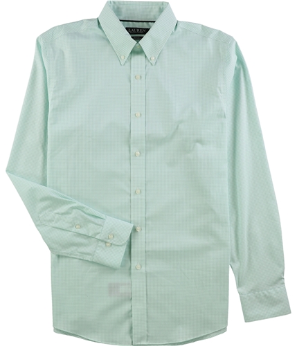 Ralph Lauren Mens Gingham Button Up Dress Shirt green 16.5