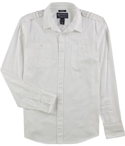 American Rag Mens Solid Button Up Shirt white M