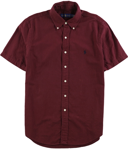 Ralph Lauren Mens Solid Button Up Shirt red S