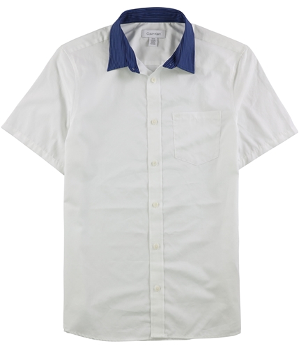 Calvin Klein Mens Solid Button Up Shirt white S