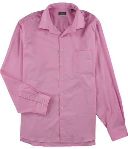 Van Heusen Mens Solid Button Up Dress Shirt pink 18