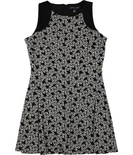 American Living Womens Floral Fit & Flare Dress black 16
