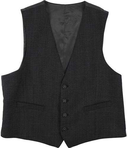 Tags Weekly Mens Plaid Four Button Vest darkblue M