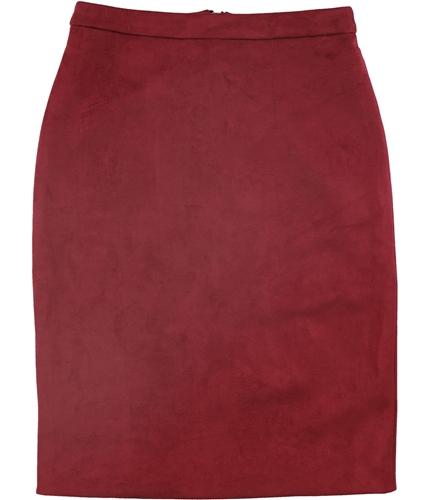 Tronjori Womens High Wasted Front Zip Midi Skirt wine S