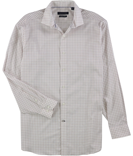 Tommy Hilfiger Mens Check Button Up Dress Shirt white 16