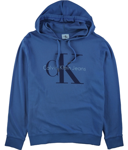 Calvin Klein Mens Logo Hoodie Sweatshirt blue XL