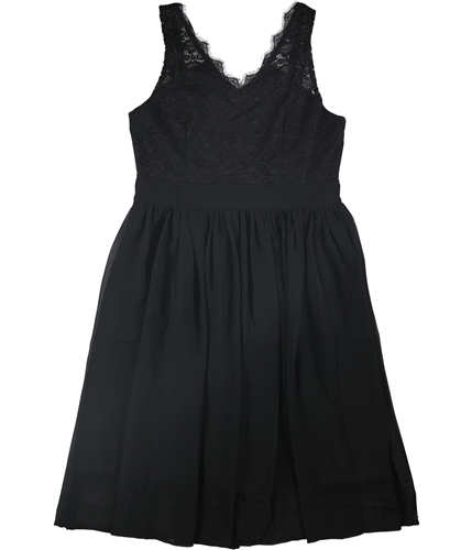 Tags Weekly Womens Lace Pleated A-line Dress black L