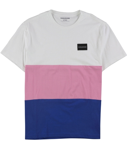 Calvin Klein Mens Colorblocked Basic T-Shirt whtblupnk XL