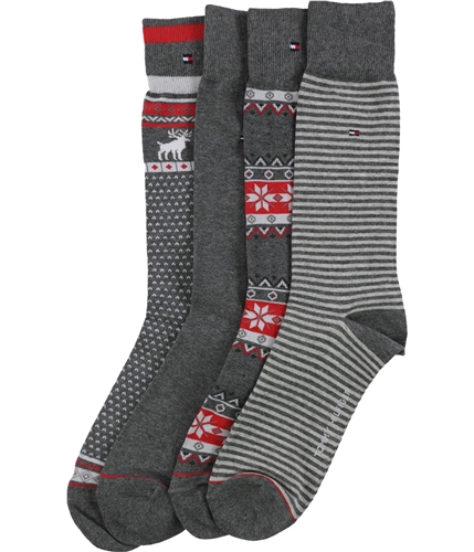 Tommy Hilfiger Mens 4 Pack Gray Holiday Dress Socks graymulti 10-12