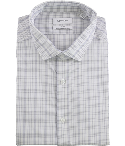 Calvin Klein Mens Performance Button Up Dress Shirt blue 17.5