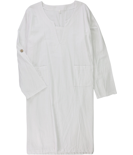 Tags Weekly Womens Solid Shirt Dress white 5XL