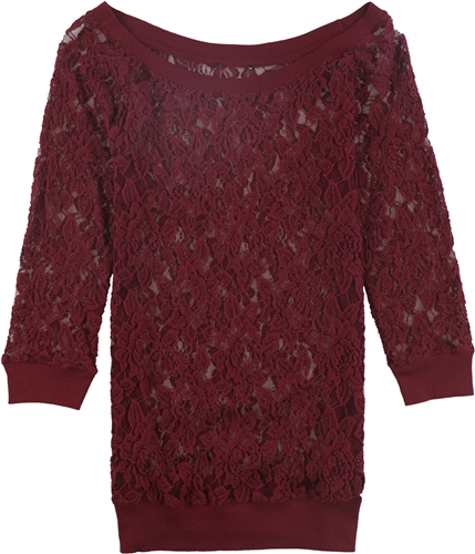 Tags Weekly Womens Lace Pullover Blouse maroon S