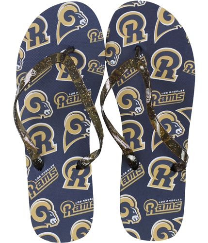 Forever Collectibles Womens LA Rams Flip Flop Sandals nvygold 5/6