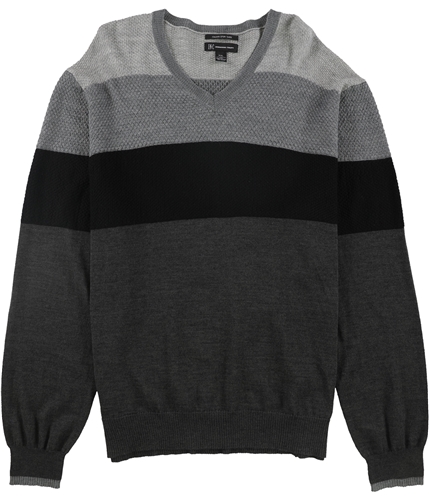 I-N-C Mens Knit V Neck Pullover Sweater gray 2XL